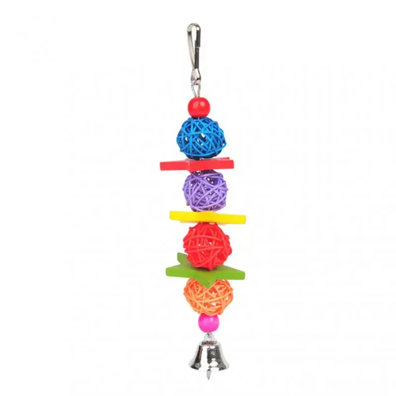 Parrot Rattan Toys Bird Supplies Hanging Cage Bird Toys Rattan Beads Bell String Hand Woven Parakeet Bite Molar Toys Rattan Ball