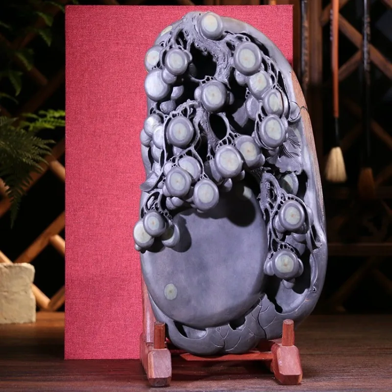 Authentic Duan Inkstone Plum Blossom Pit Pure Handmade Duan Inkstone Collection Gift Ornament Natural Rough Stone Ink