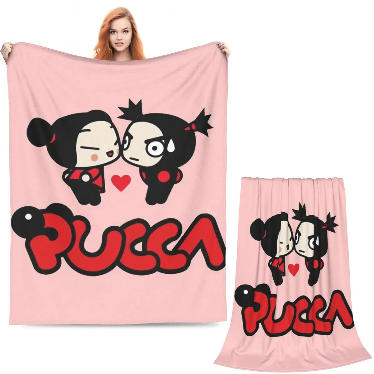 Cartoon Garu Pucca Animation Blankets Soft Warm Flannel Throw Blanket Plush for Bed Living room Picnic Travel Home Couch