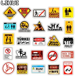 50 PCS Signs Stickers Danger Warning Banning Reminder Decor Sticker to DIY Car Laptop Motorcycle Suitcase Fridge Guitar Notebook