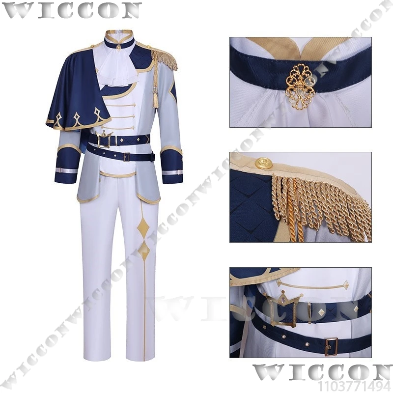 Kamishiro Rui Knight Game Project Sekai Colorful Stage! Cosplay Costume Wig White Uniform Men PJSK Full Set Holloween Customized