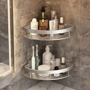 Baño sin uñas ducha ducha en la esquina estante de aluminio champú estante estante de la ducha accesorios de baño accesorios de baño estantes de baño 8 mejores caddies de baño de ventas - №3
