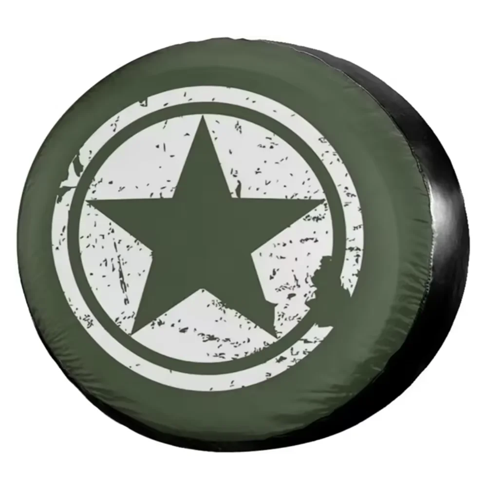 1 Funda Protectora de Neumático de Repuesto de Cuero PU para Coche, Diseño Militar Táctico con Estrella del Ejército, para Suzuki, Jeep, Hummer, Pentagrama, SUV, RV, 4x4