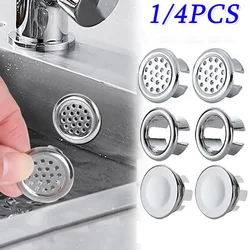 1/4Pcs Sink Hole Overflow Cover Basin Trim Bath Sink Holes Drain Cap Replacement Bathroom Wash Basin Hollow Overflow Rings Plug