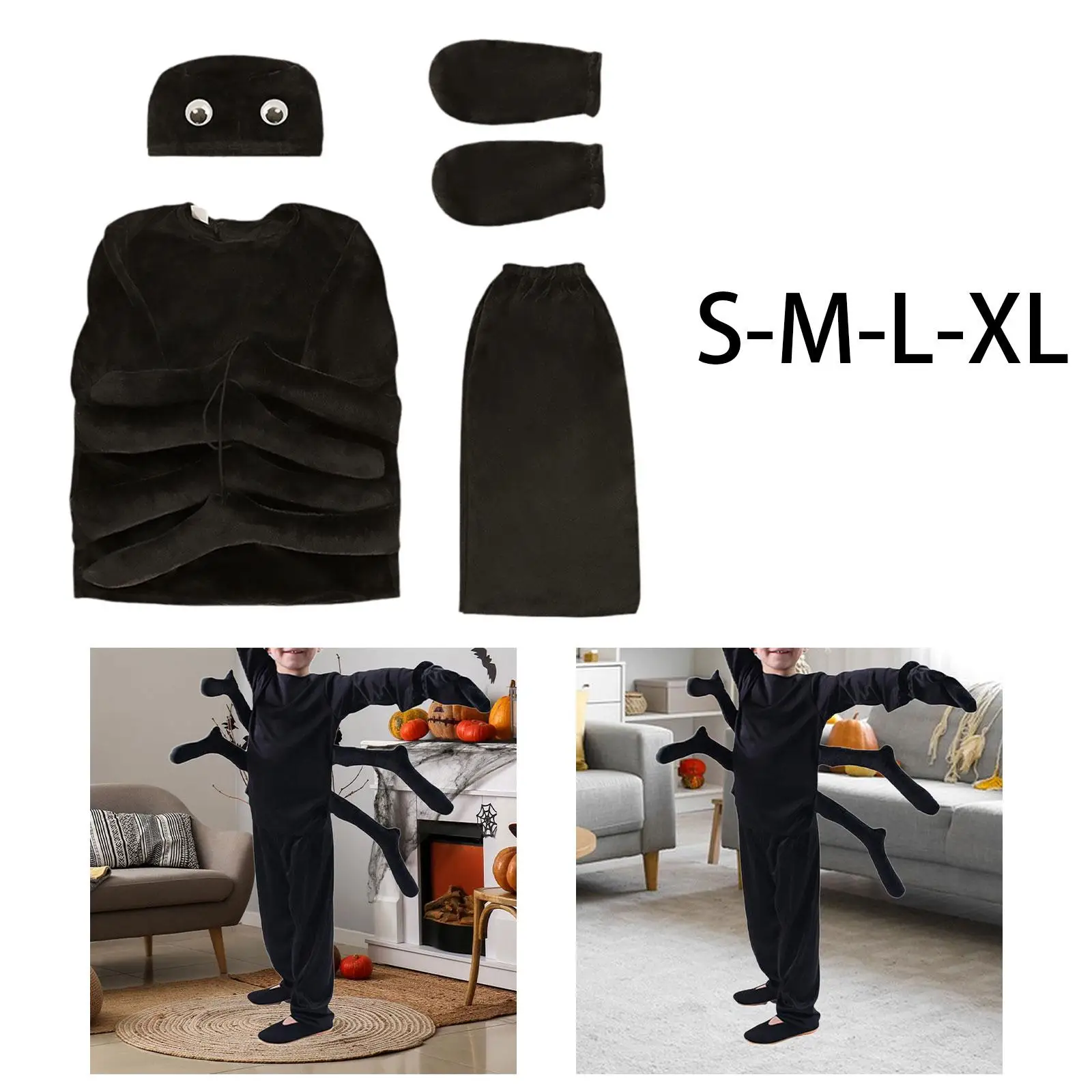 Kinder-Spinnenkostüm für Jungen Kreatives Schwarzes Spinnen-Outfit Verkleidung für Rollenspiele Festival Karneval Bühnenshow Party-Zubehör