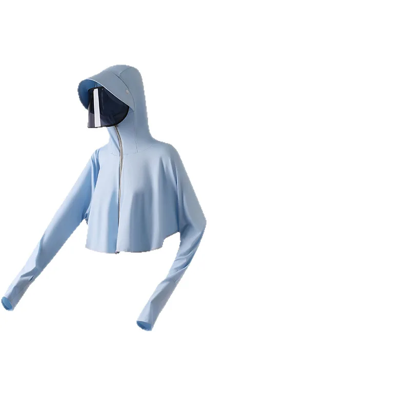 

Ice Silk Sunscreen Top UV Protection Sunscreen Clothing Outdoor Cycling Sunshade Short Long-sleeved Jacket Fairy Shirt Summer