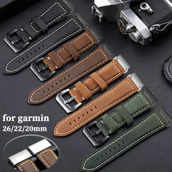 Vintage Leather Strap QuickFit for Garmin Tactix 7Pro Fenix 7X Fenix 7 6s Frosted Bracelet for Garmin Watch Band 26mm 22mm 20mm