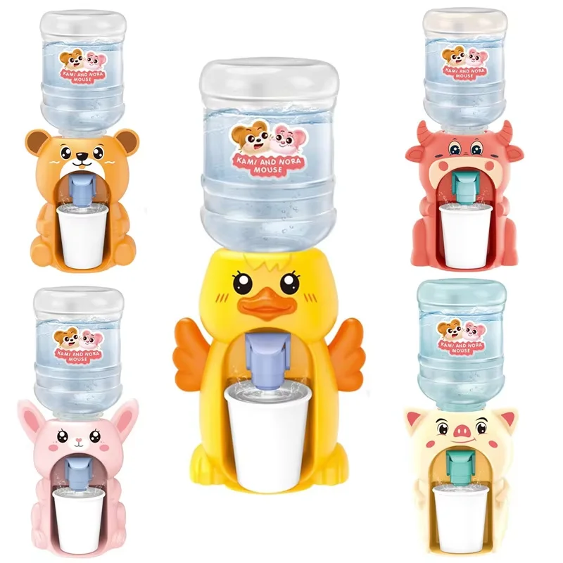 Mini Water Dispenser Machine Toy Simulation Animal Dollhouse Pretend Play Kitchen Supplies Beverage Cute Gift for Kids - Pig