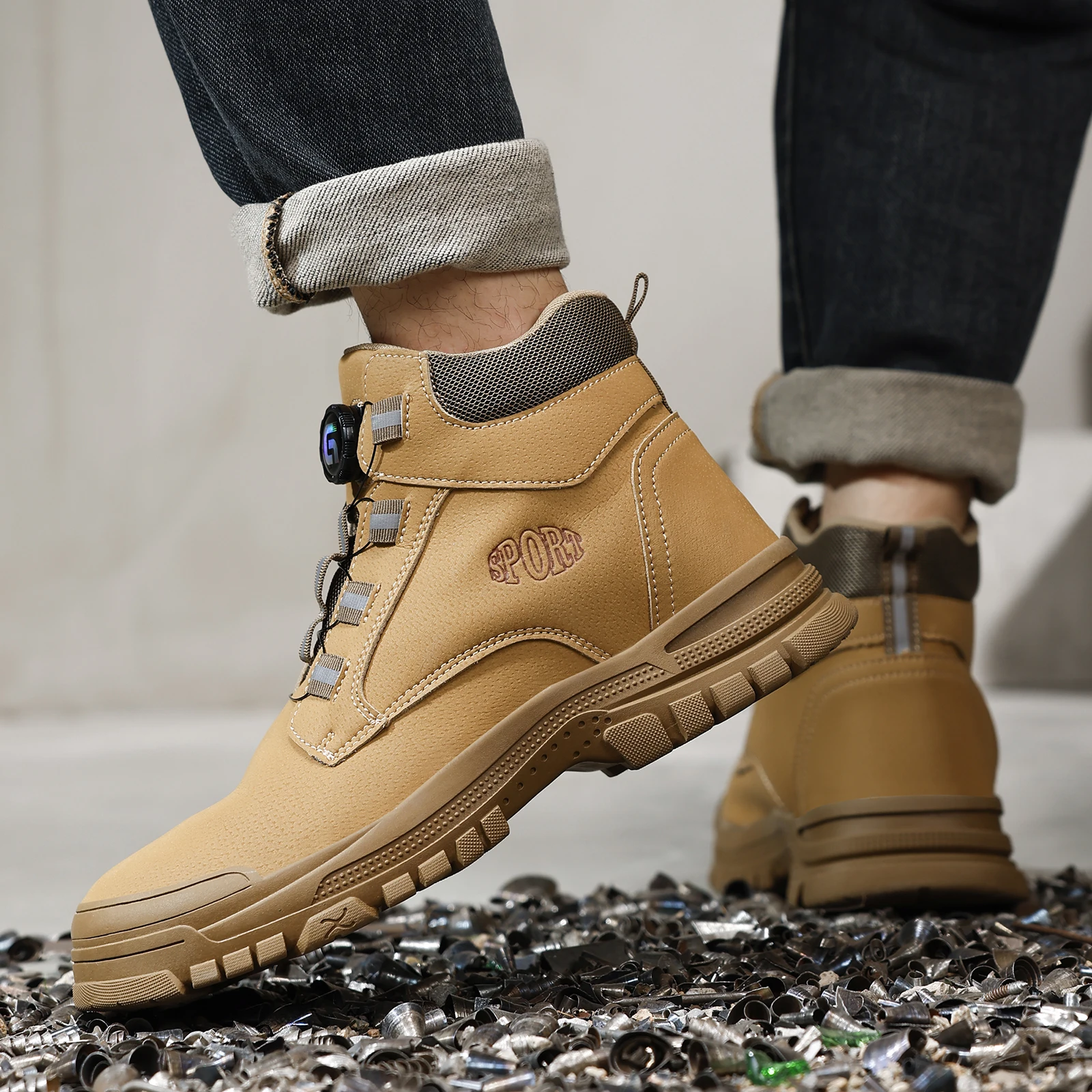 GUYISA Men's anti smashing and anti piercing rubber outsole work shoes are fashionable and versatile