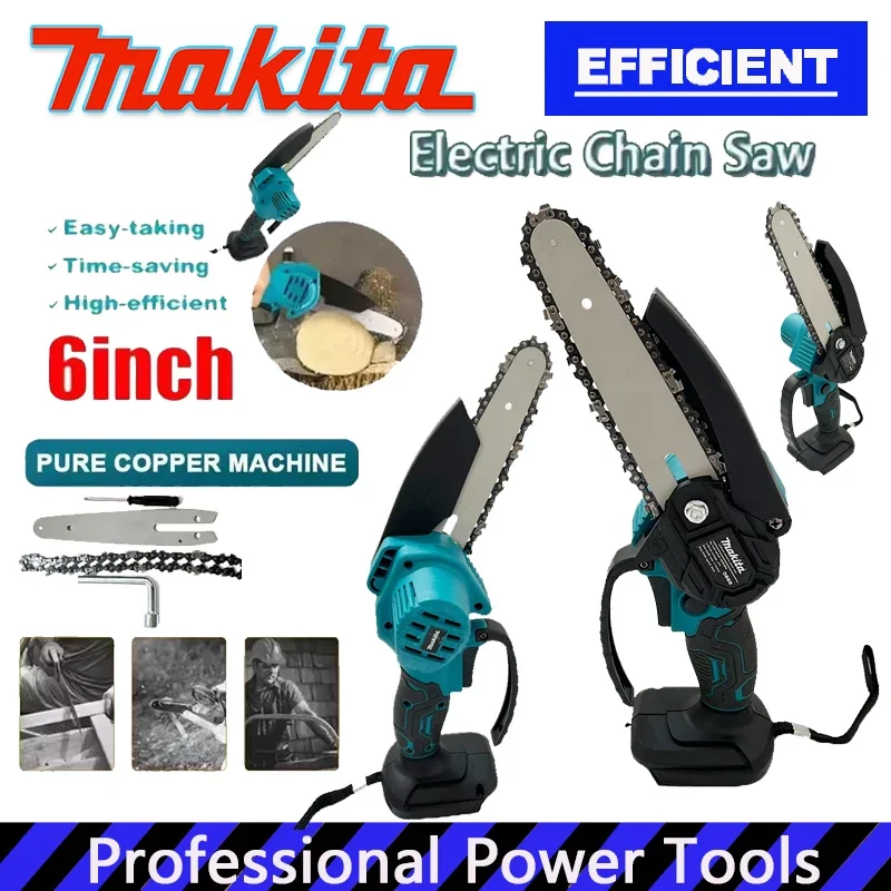 

Электрическая цепная пила Makita 6 дюймов, портативная ручная пила для распиловки древесины, садовый инструмент для обрезки деревьев