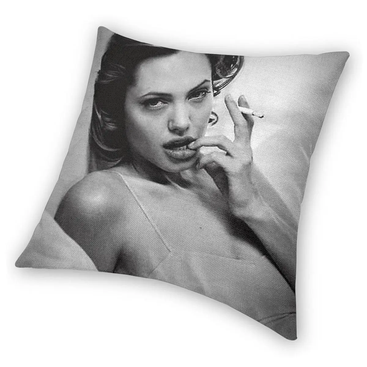 Sexy Angelina Jolie Smoking Square Pillowcase Polyester Linen Velvet Pattern Zip Decor Throw Pillow Case Sofa Cushion Cover - view 6
