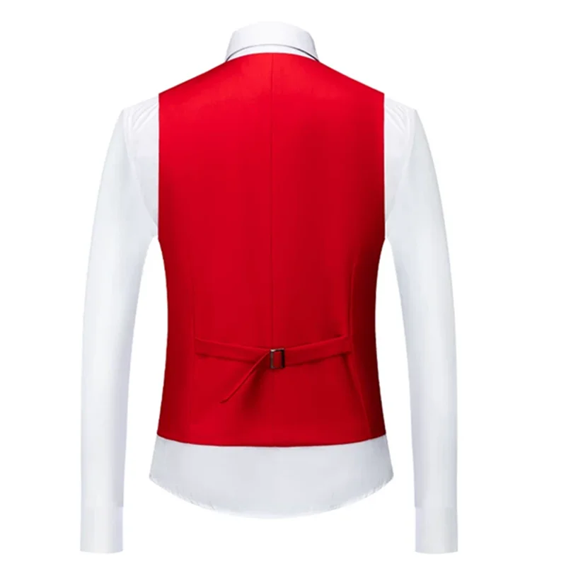 New Men's Pure Color Splicing Formal Suit Vest, Black / Wine Red / Navy Blue Male Business Banquet Loose Waistcoat
