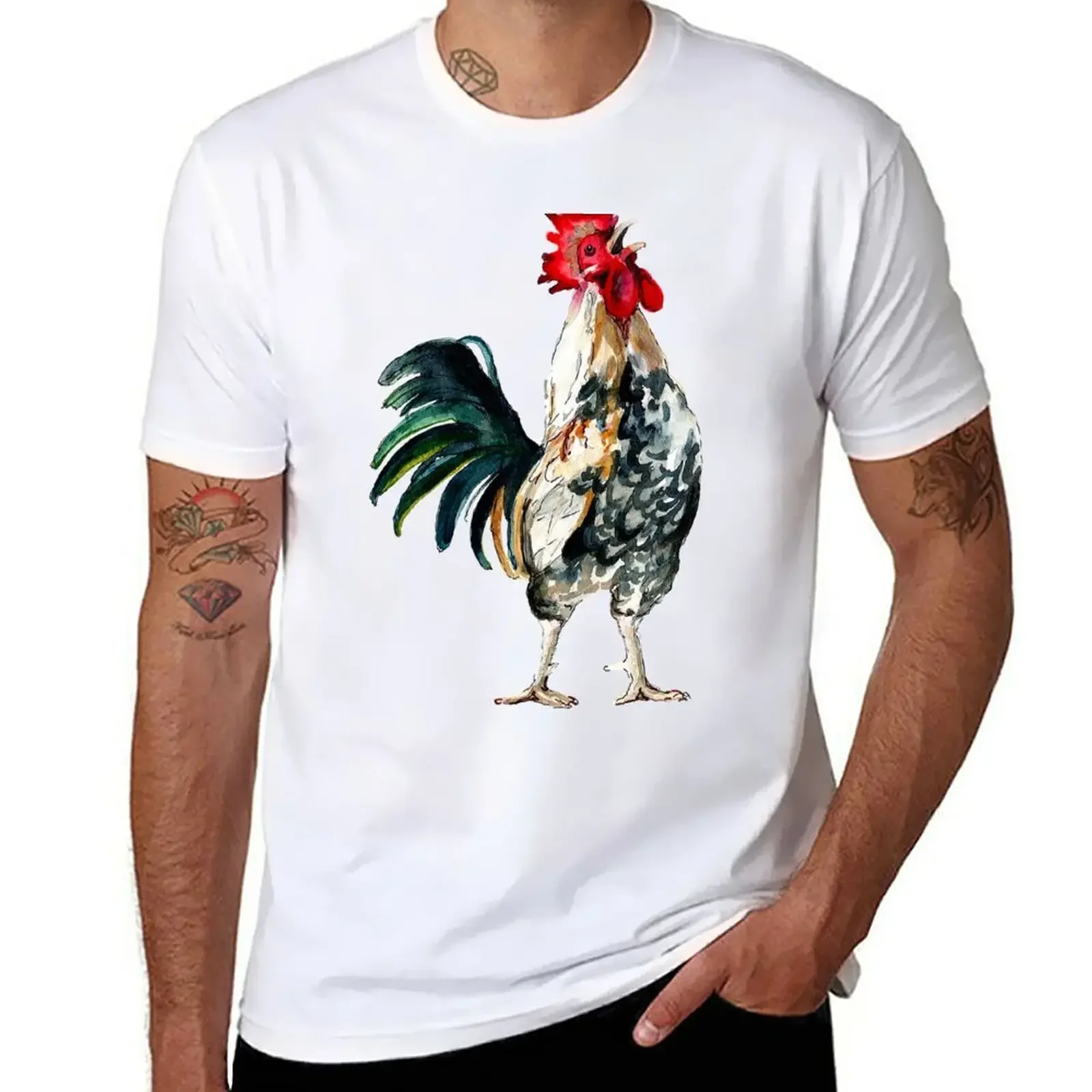 Rooster T-Shirt anime figures customs black t shirts for men