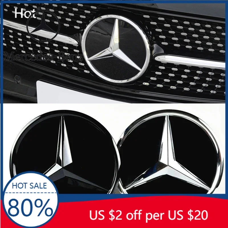 

Горячая автомобильная наклейка Mercedes Benz Grill Emblem Star Badge Автомобильная передняя решетка с логотипом для W204 W205 W212 W213 X156 X253 W166 W176 W177 W16