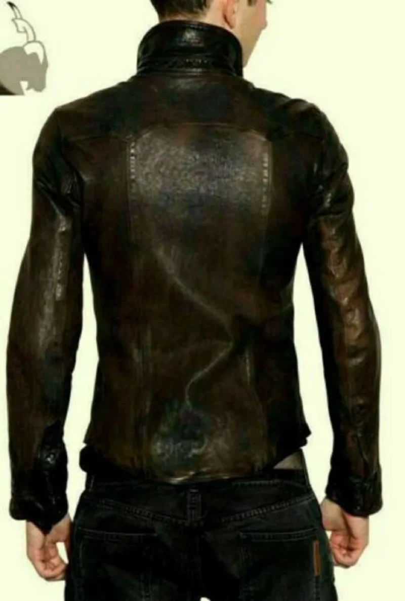 Men Black Leather Shirt Genuine Lambskin Slim Fit Stylish Biker Soft Shirt