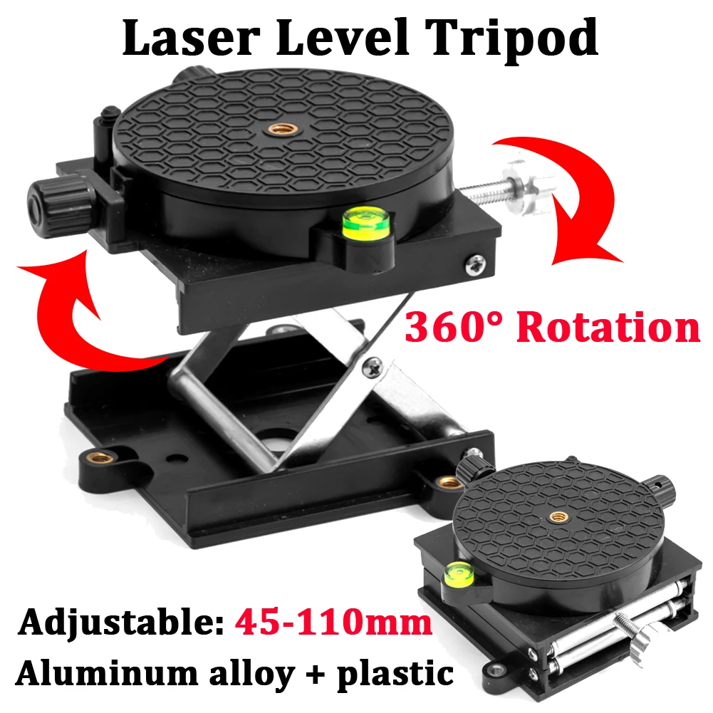 Aluminium Alloy Laser Level Tripod Bracket 360° Rotation Table Lifting Stand Anti-corrosion Rust-prevention Laser Level Holder