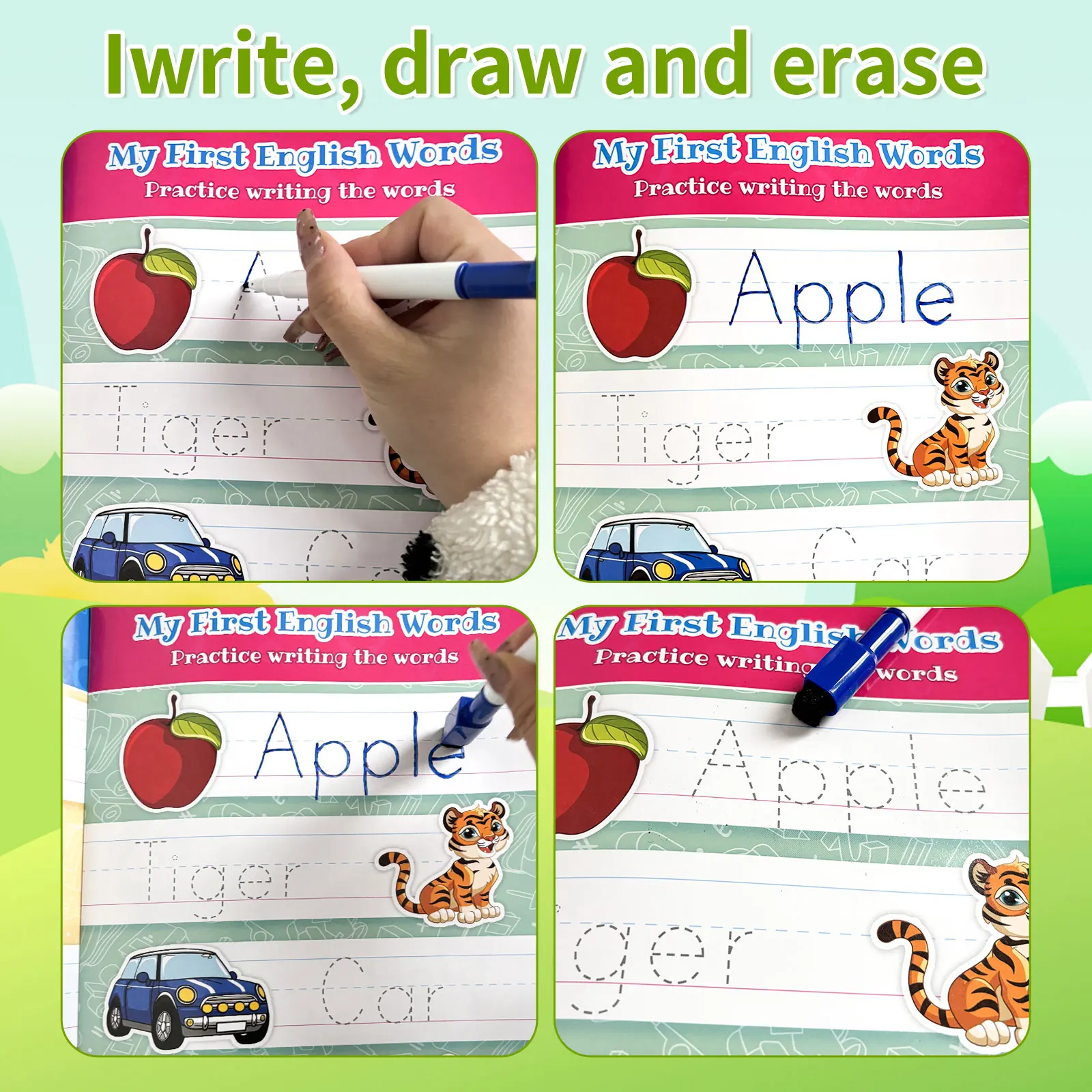 2 Piece Alphabet Learning Set for Kids Alphabet Practice & Word Cards Children's Starter Learning Education