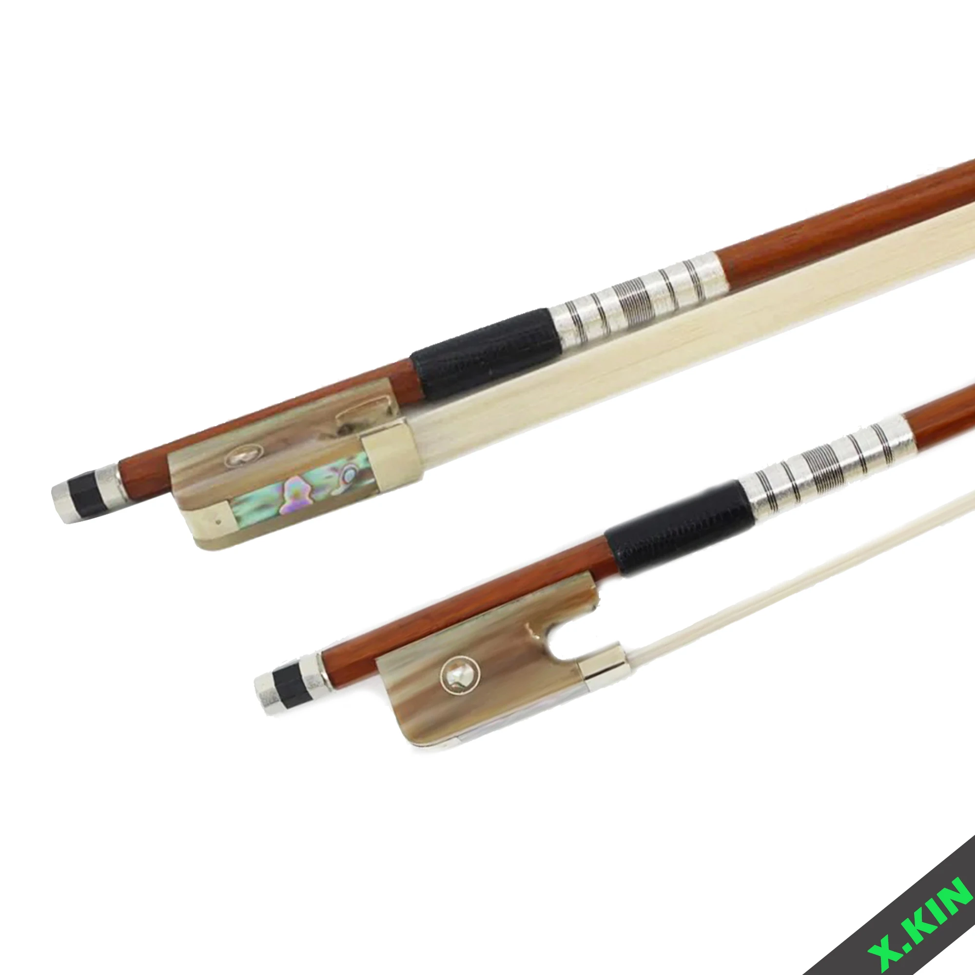 White Horn Cello Bow 4/4 Brazilian Wood, Colorful Ebony Wood