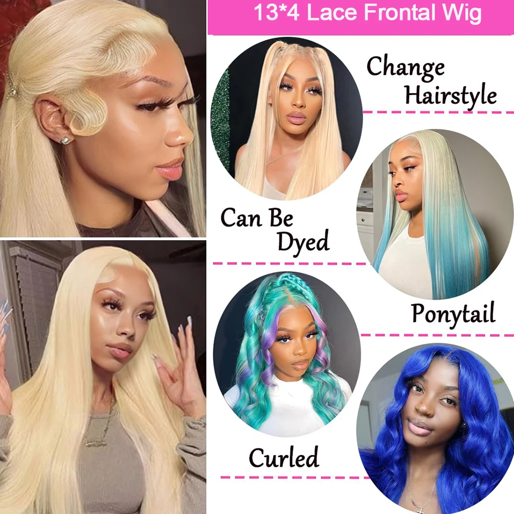 13x4 HD الدانتيل الشفاف شعر مستعار أمامي البرازيلي الشعر البشري 613 شقراء العظام مستقيم قبل قطعها مع شعر الطفل 200% الكثافة الطبيعية #5