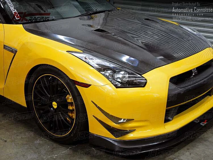 PASSWORD JDM STYLE CARBON FIBER FRONT BUMPER CANARDS for 2008-2011 NISSAN GTR R35