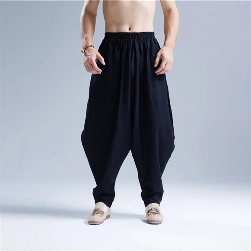 2024 Summer Autumn Cotton Linen Casual Harem Pants Men Jogger Pants Men Fitness Trousers Male Chinese Traditional Harajuku