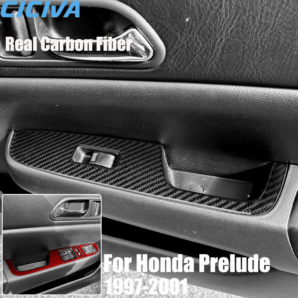 

Real Carbon Fiber Car Accessories Window Lift Set Trim Cover Soft Sticker For Honda Prelude 5th Gen 1997 1998 1999 2000 2001