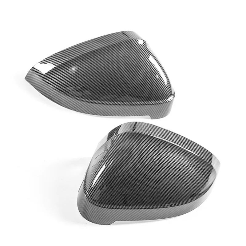 Car Carbon Fiber Pattern Rear Mirror Cover Shell Cap with Auxiliary Hole for A4L B9 2017-2021 8W0857535 8W0857536