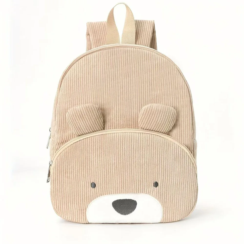 

Cute Cartoon Bear Embroidered Corduroy Children's Backpack Suitable Boys Girls Kindergarten Elementary School Gifts