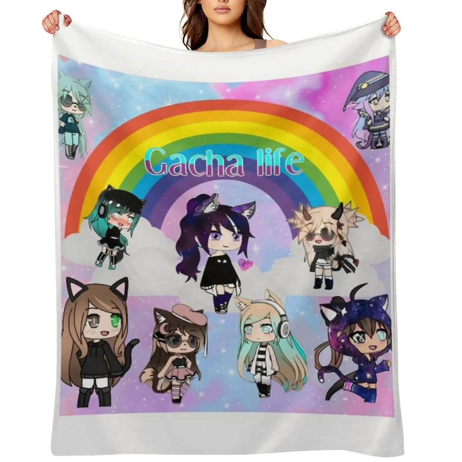 

gacha life anime pack Sleeveless Top Throw Blanket Camping Sofa Quilt heavy to sleep Large Blankets