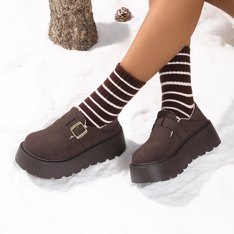 Kobiety Śniegowce Platforma Casual Sneakers Warm Cotton Loafers Shoes Winter Trend Warm Walking Ankle Boots Women Botas De Mujer