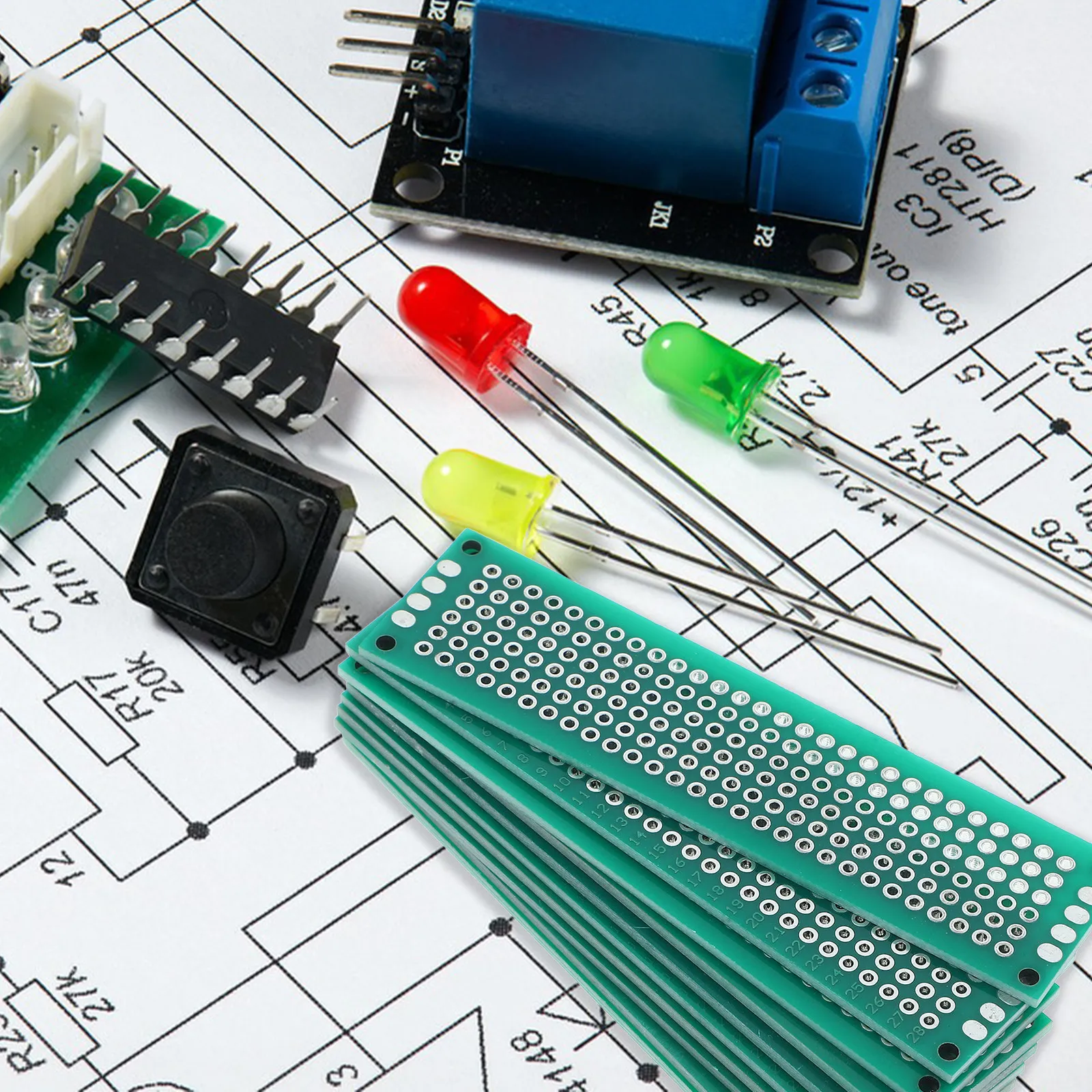 10pcs Double-Sided PCB Board 2x8cm Solderable Universal Circuit Board for Electronic Projects
