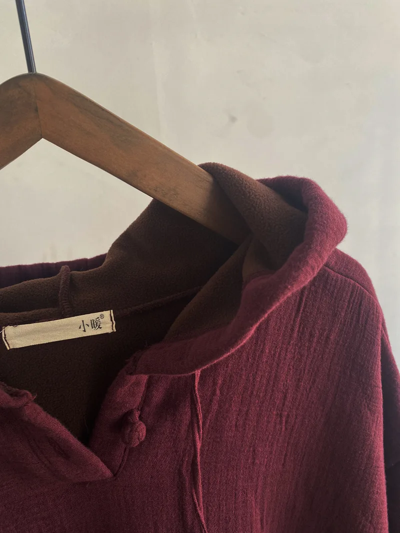 TIYIHAILEY Otoño Invierno mujeres algodón largo Maxi vestido 3/4 manga señoras Vintage negro rojo blanco grueso vestidos cálidos con capucha bolsillo