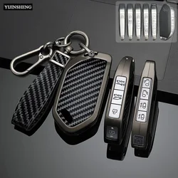 Zinc Alloy + PU Leathe Carbon Style Car Key Case Cover For For Kia Picanto Sorento MQ4 Carnival KA4 K5 Carens