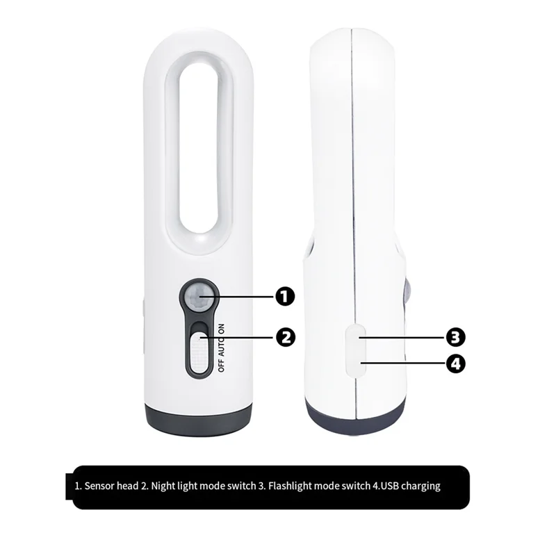 

ABEZ LED Motion Sensor Night Light 2-In-1 Portable Flashlight With Dusk To Dawn Sensor For Bedroom Bathroom Reading Camping Dura