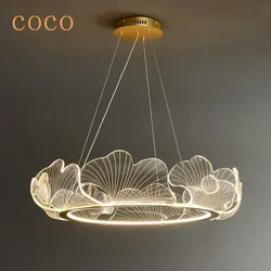 Postmodern creative luxury ginkgo leaf pendant light LED Nordic minimalist living room, dining room, bedroom decoration lighting