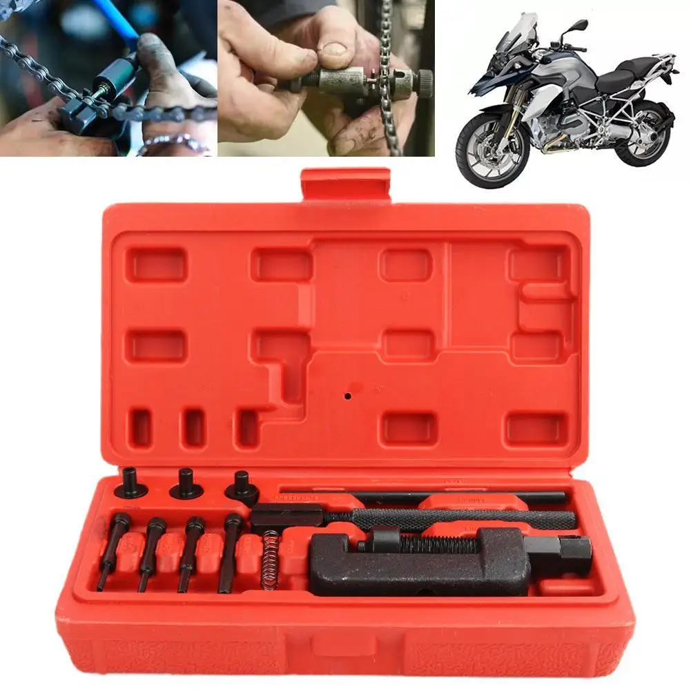 13PCS Chain Repair Tool Set Motorcycle Chain Splitter Breaker Motorbike Mountainb Riveting Tool Heavy Duty Link O Bicycle