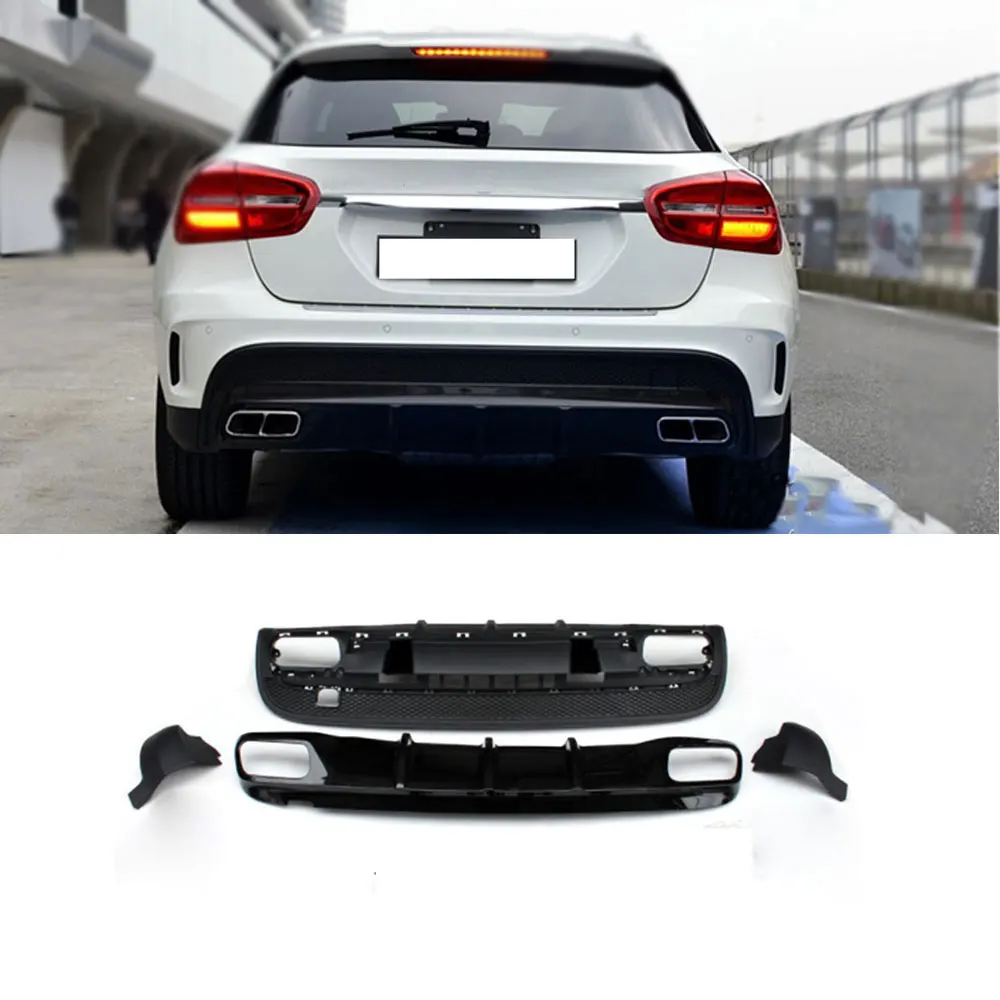 VACOMUL ABS Rear Bumper Lip Diffuser Trims with 4-outlet Exhaust Tip For Benz GLA Class X156 GLA200 GLA260 GLA45 Sport 2014-2017