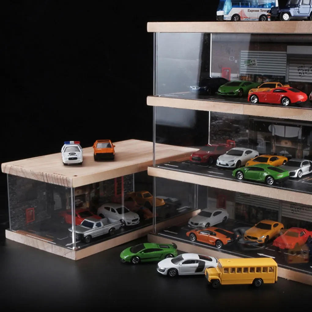 Display Box Toy Car Model Parking Lot Showcase Storage Boxes Display Case