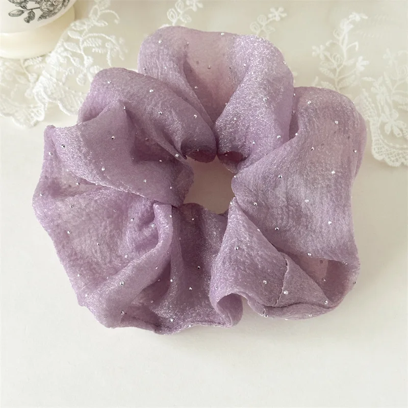 Mode Strass Mesh Haarband Chiffon Scrunchies Frauen Koreanische Seide Elastische Haar Krawatte Pferdeschwanz Halter Headwear Haar Zubehör – Detail 5