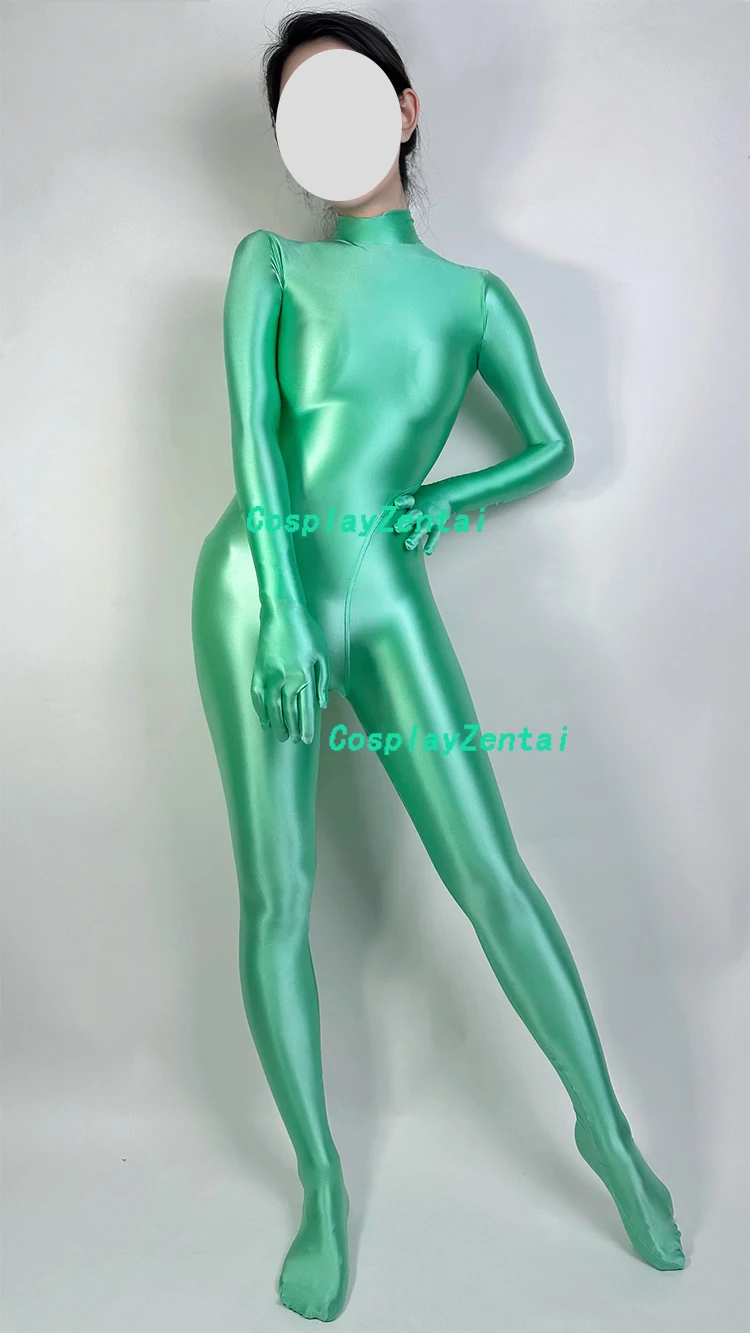 3d Maatwerk Glanzende Heldere Hoge Kwaliteit Spandex Zentai Bodysuits Afneembare Handschoenen Halloween Kostuums Vrouw/Mannen Zentai Catsuit