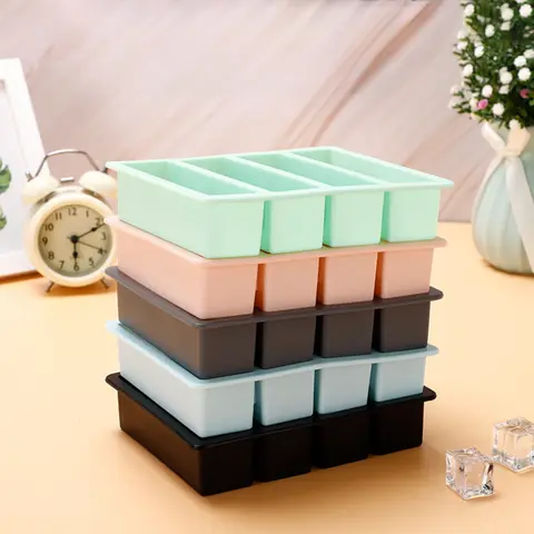 4 rutnät gigantiska silikonisbitar långa remsor fyrkantiga isformar giftfria hållbara vin-whisky-isbitar bartillbehör cocktailverktyg 10 best sales stor isbit - №8