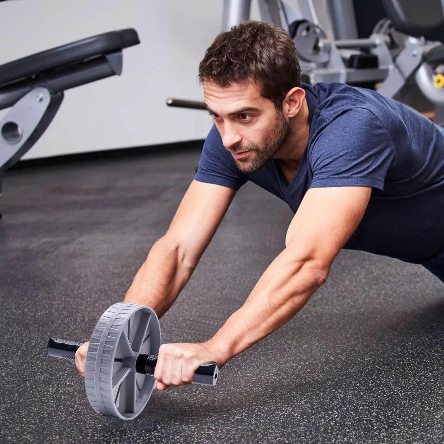 عجلة البطن |   عجلة دوارة لتمارين البطن المحمولة مع مقبض، أسطوانة تمرين البطن للتدريب الأساسي الفعال والمنزل ب