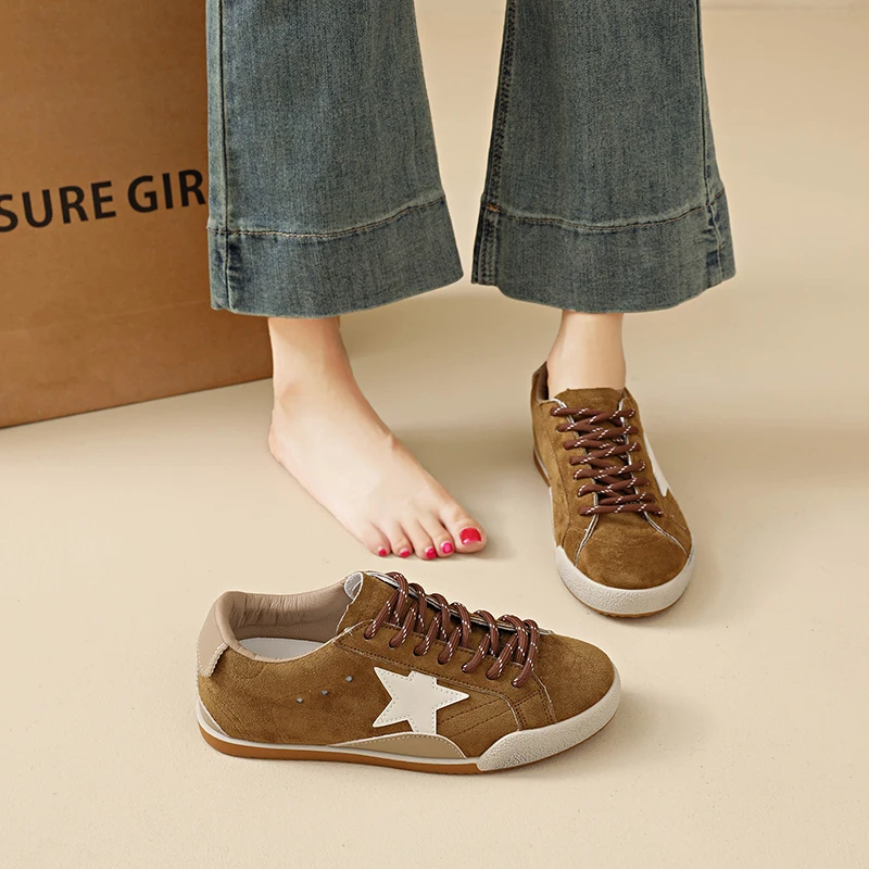 

Womens 2cm Platform Sneakers Breathable Leather Upper Comfortable Walking Shoes Non Slip Sole Fashion Athletic Footwear