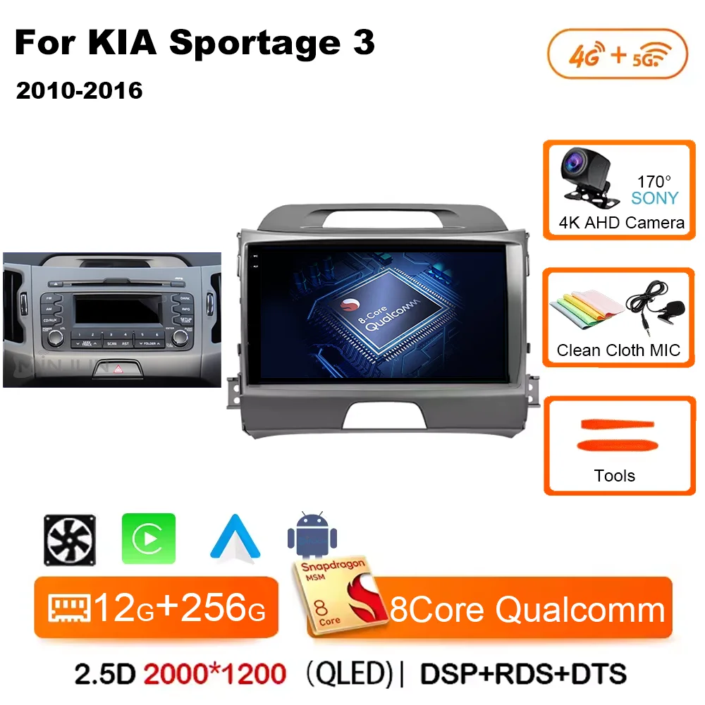 Android 15 Qualcomm Autoradio Voor KIA Sportage 3 Sportage R 2010-2016 Draadloze Android Auto Carplay Multimedia speler Auto stereo