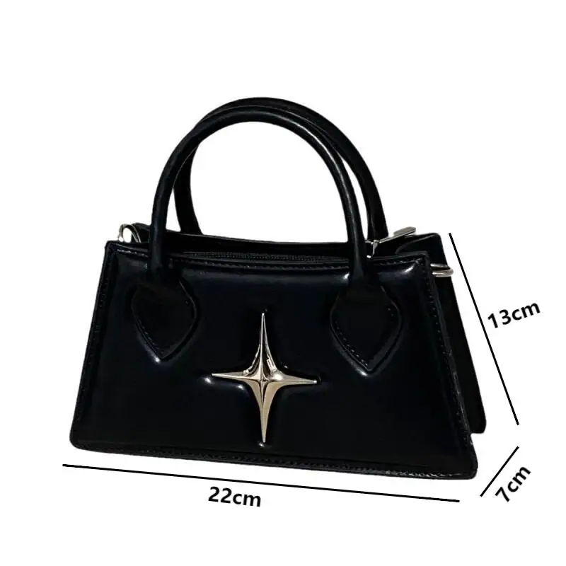 Hottie Aesthetic PU Leather Crossbody Bags Women Fashion Handbags Small Quadrangular Star Shoulder Bags Y2k Lady Top Handle Bags