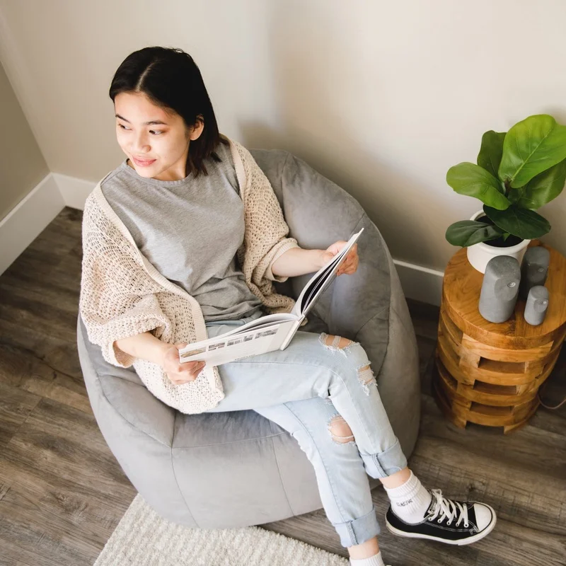 Joey Bean Bag Chair Plush Comfortable Kids Teens Room Soft Durable Lightweight Refillable Versatile Furniture Relaxation Fun