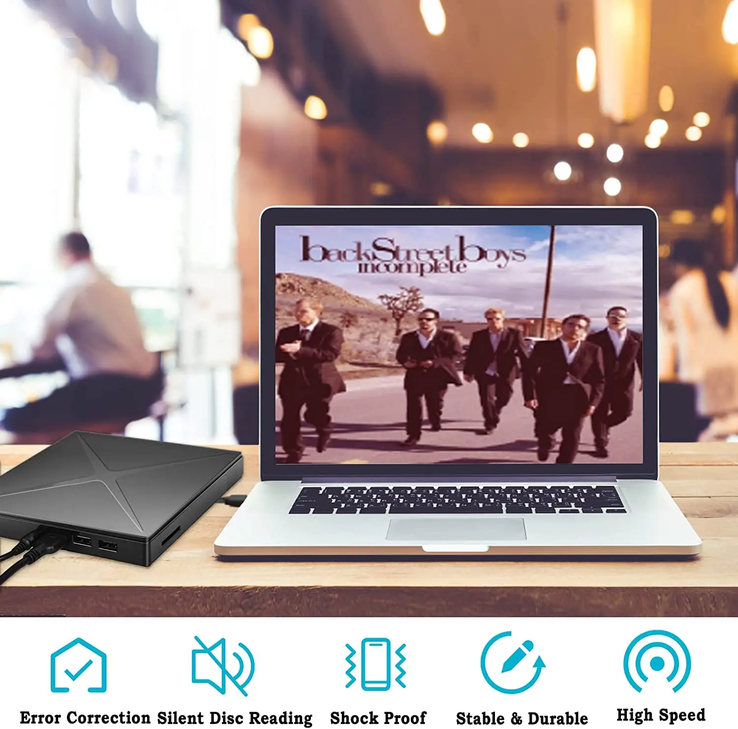 External Optical Drive USB 3.0 Portable CD DVD +/ RW Drive, DVD Player for Laptop, CD ROM Burner with USB Port TF/SD Card Slots