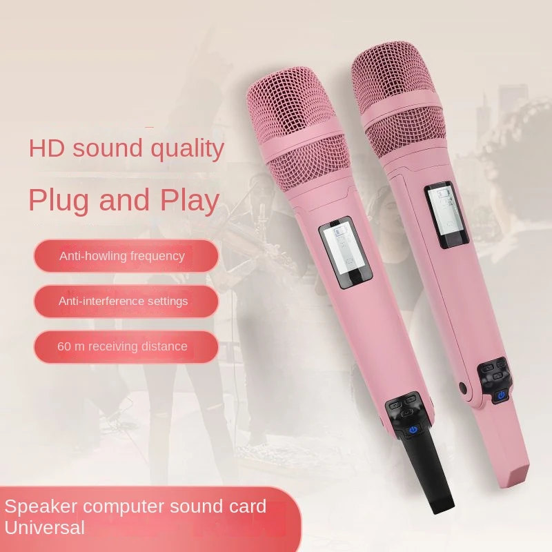 Original SKM9000 Wireless Microphone Universal One Drag Two U-Band FM Home Sound Card Stereo Outdoor Karaoke Stage Hot Sale New