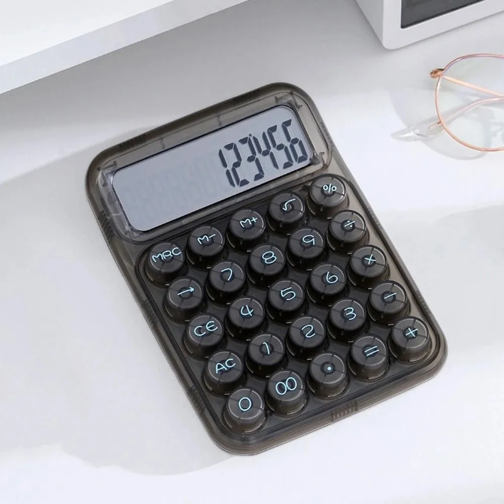 12-digit Display Electronic Calculator Large Screen Large Button Desktop Calculator High Appearance Transparent