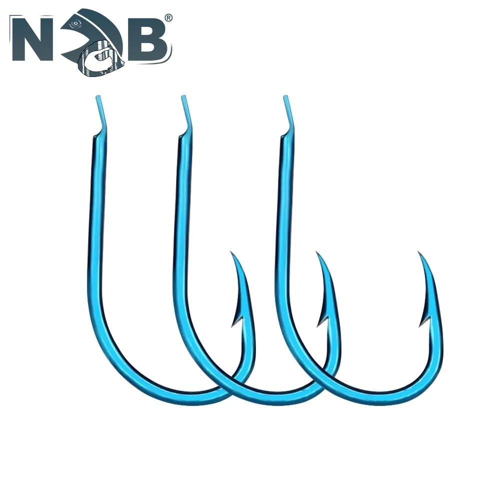 NGB 50pcs High Carbon Steel Fishing Hooks Freshwater 1-10# Blue Flatted Barbed Circle Single Carp Hook Accessories